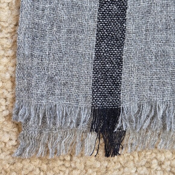 NWOT Portolano Grey with Navy Stripes Woven Cashmere - Picture 6 of 9